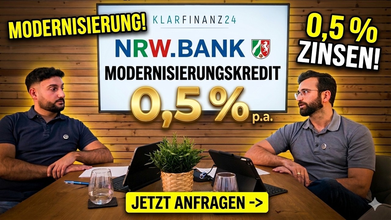 Roman Ostwald von Klarfinanz24 erklärt den Modernisierungskredit der NRW.BANK zu 0,5 Prozent